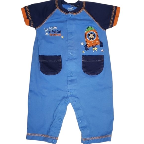 Carter's Romper Jumpsuit Short-sleeve Blue Space Theme Baby Boys 0-3 Months - Picture 1 of 4